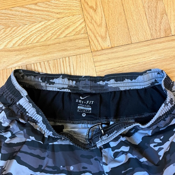 Nike Gray and Black Athletic Shorts with Camouflage Pattern - Picture 3 of 4
